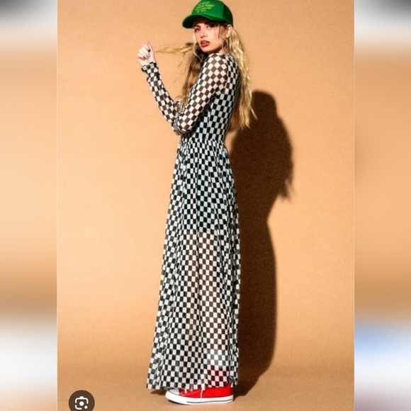 Dressed in LALA Dresses & Skirts - Dressed In Lala The More You Mesh Checked Dress With Slip Size L